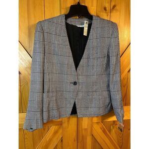VINTAGE Gilmor Womens Lined Black White Houndstooth Blazer READ Size 10 (5176)